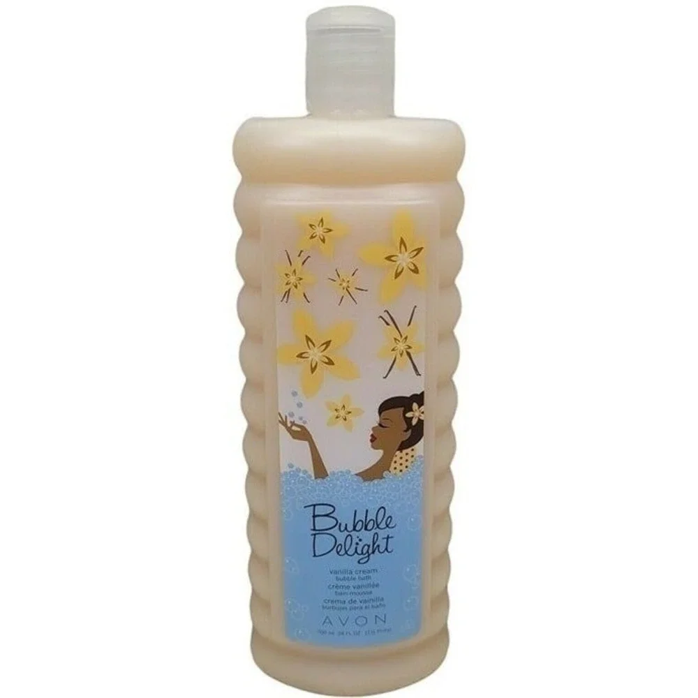 Avon Bubble Delight Bubble Bath 24oz Vanilla Cream Bottle Mothers Day Gift‎ Vtg